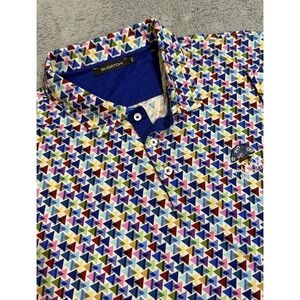 Bugatchi Princeville Makai Hawaii Golf Polo Shirt Men's 2XL All Over Geometric